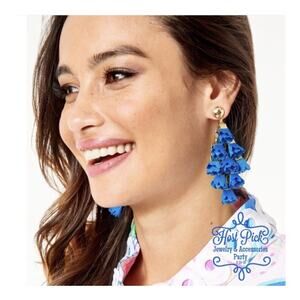 Lilly Pulitzer Bennet Blue HEY BOUQUET EARRINGS Layered Flowers Statement NWT